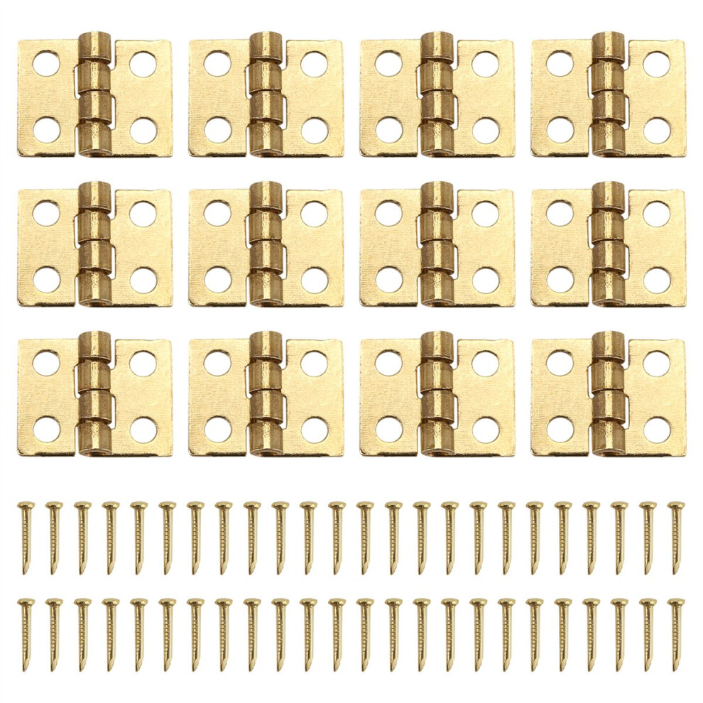 12Pcs 1/12 Dollhouse Miniature Furniture Cabinet Closet Mini Hinges - Golden 4854173782272