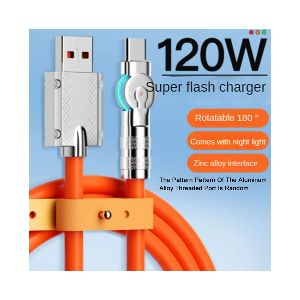 120W 6A Super Fast Charge Type-C Liquid Quick Usb Cable 1.5M Orange 4851210386776