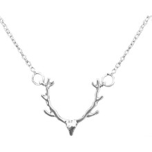 (Silver) 8pcs Antler Necklace Animal Elk Pendant Necklace Simple Adjustable Deer Elk Antler Choker(Silver) (D-8D)