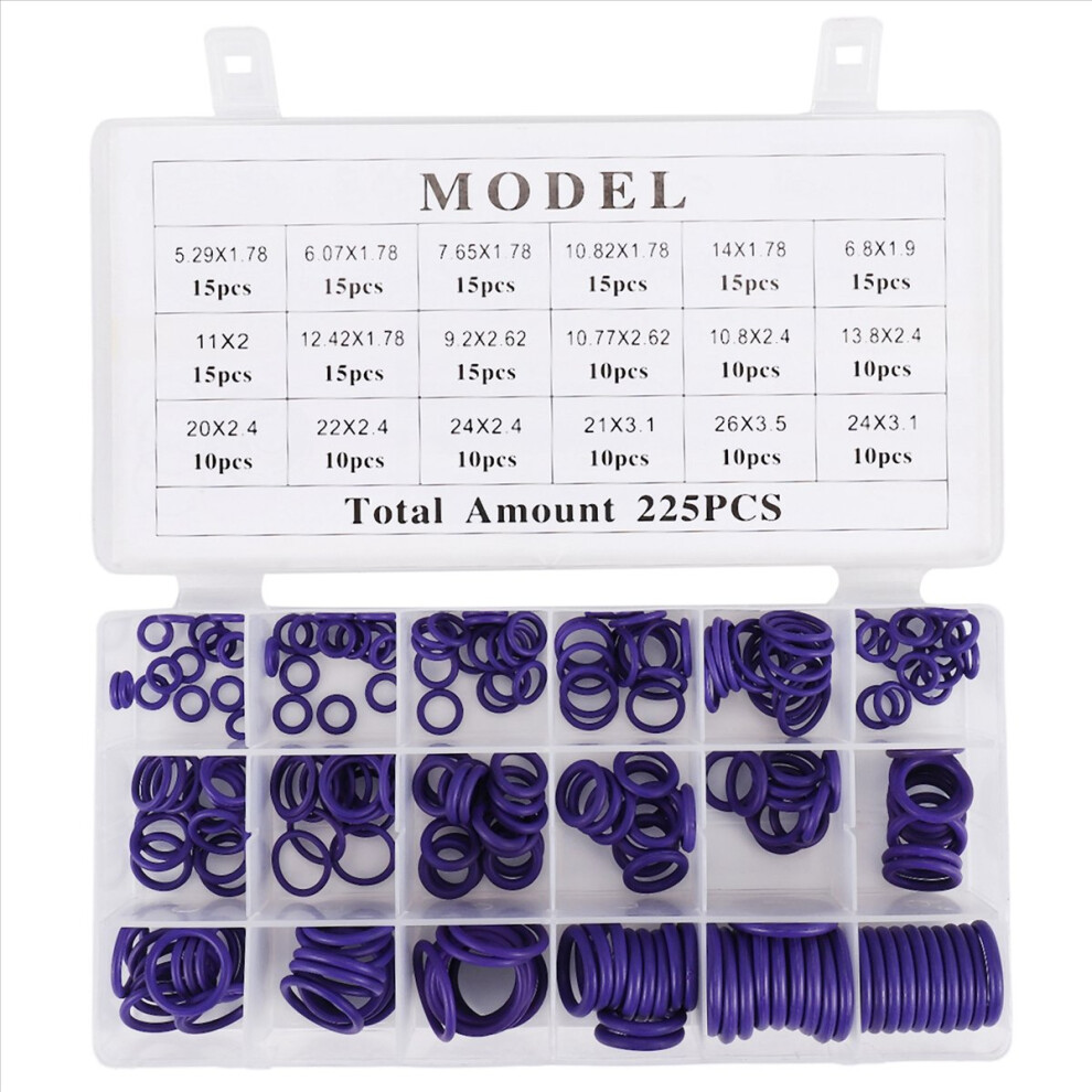 225Pcs Seal O-Ring R22 R134a Air Conditioning O-Ring Rubber Washer 4853719376296