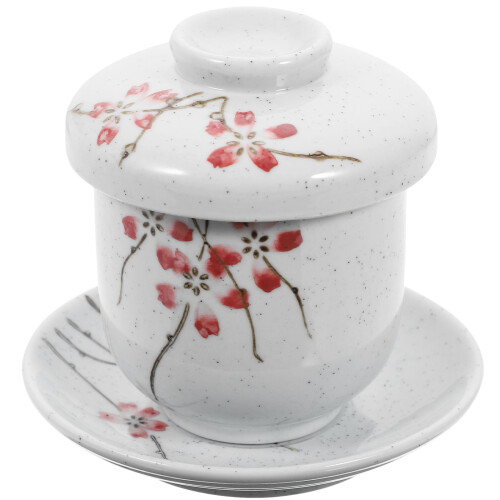 4 Sets Ceramic Japanese Stew Cup With Dish