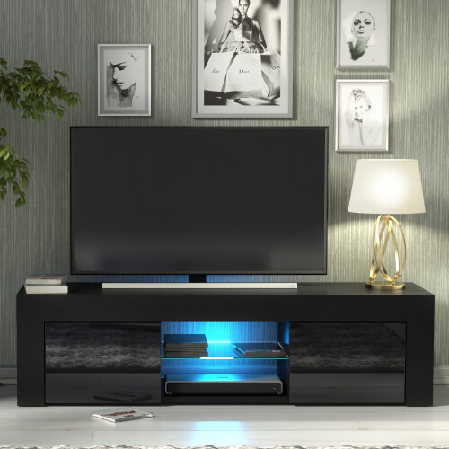 Creative Furniture Loom 130cm TV Unit LED - Black Gloss Doors