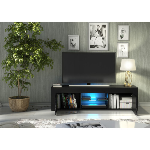 Creative Furniture Loom 130cm TV Unit LED - Black Gloss Doors 2