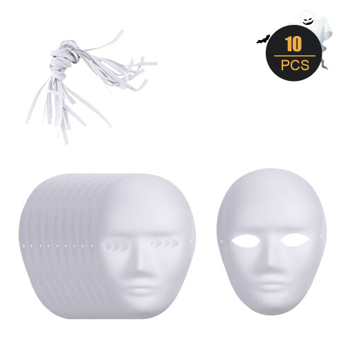 Halloween DIY White Paper Mask Pulp Blank 10 pcs 1