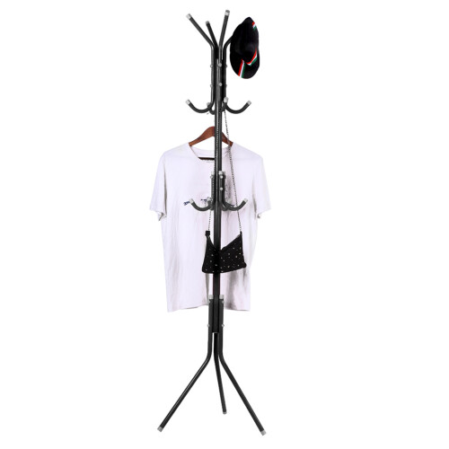 Multi Hook Metal Coat Hat Rack Tree Stand Organizer Black 2