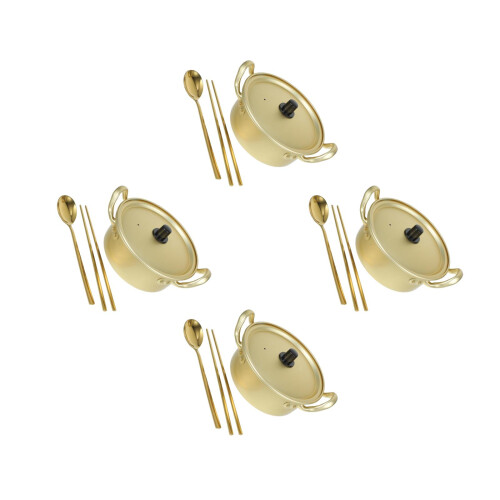 4 Sets Aluminum Hot Pot With Double Handle And Spoon 1