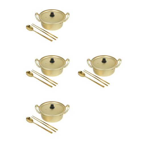 4 Sets Aluminum Hot Pot With Double Handle And Spoon 2