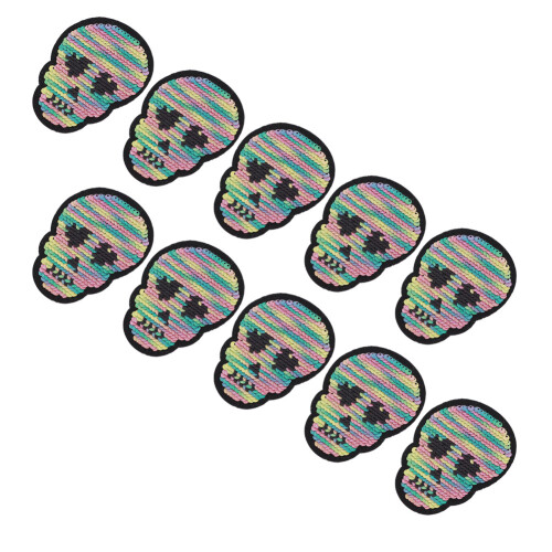 10Pcs Colorful Skull Flip Clothes Sequins Applique DIY 2