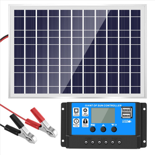 30W 12V solpanel batterioplader + 40A controller til autocamper, bil, båd 1