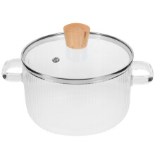 2Pcs Glass Stockpot With Double Handle For Stovetop Cooking