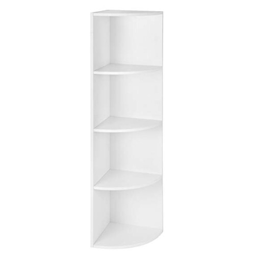 4-Tier White Standing Storage Rack Corner Shelf Bookcase