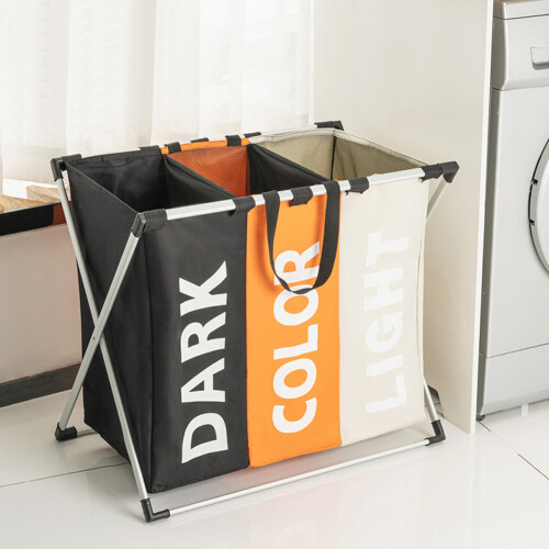 3-Section Folding Laundry Basket for Bathroom Bedroom Home 1