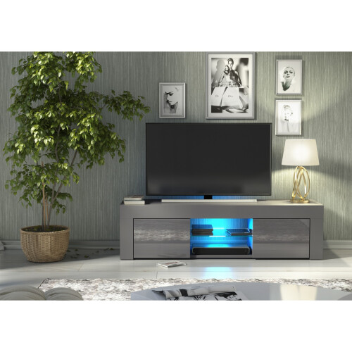 Creative Furniture Loom 130cm TV Unit LED - Dark Grey Gloss Doors 1