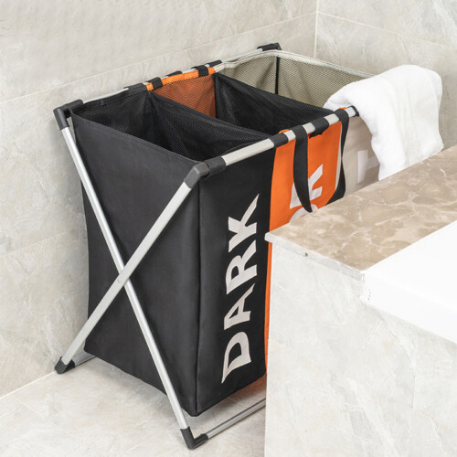 3-Section Folding Laundry Basket for Bathroom Bedroom Home 2