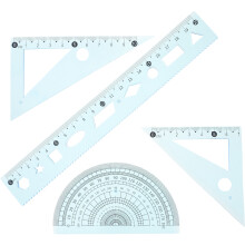 6 Sets Geometry Drawing Tool Ruler With Protractor For School Math