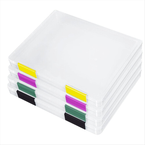 4 PCS A4 File Project Case, A4 File Box for 8.5x11Inch Letter Paper on ...