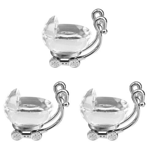 3 Count Baby Crystal Shower Strollers Birthday Guest Gift 1