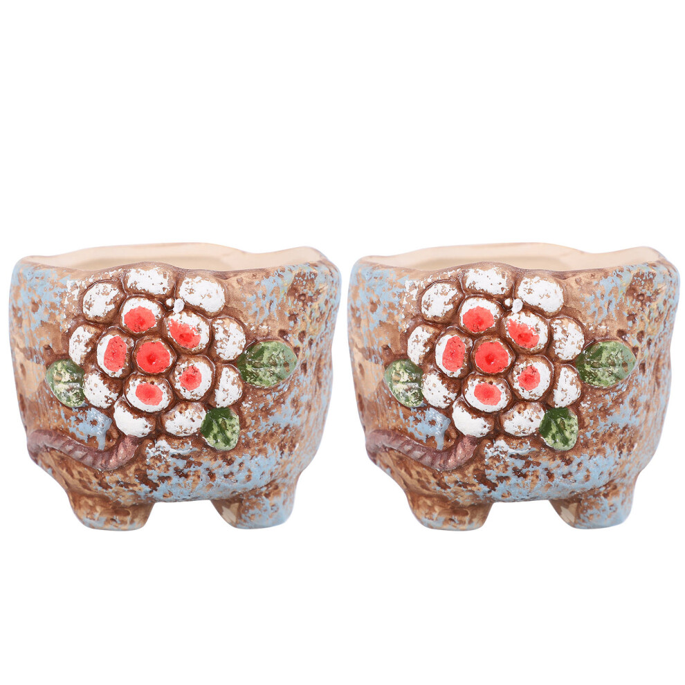 4 Pcs Hand Painted Succulent Cactus Bonsai Plant Pot-image-OPC-PKYBPDD-NEW