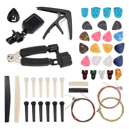 65 PCS Guitar Accessories Kit with Guitar Strings, Tuner, Capo, Picks 1
