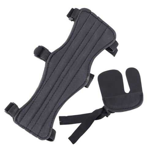 2 Sets Bowstring Finger Protectors Sports Wrist Guard Archery Tab 1