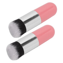 2er Set Pinsel für Foundation, weich rosa, silber, tragbare Kosmetikwerkzeuge
