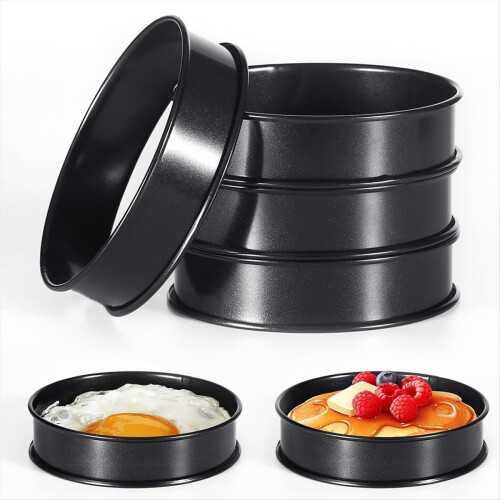 6 peças de anéis de pão crumpet de 4 polegadas, molde redondo duplo laminado para assar e cozinhar