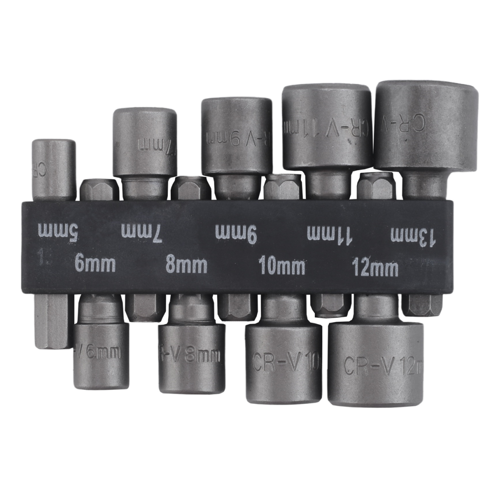 9Pcs/Set 5Mm-13Mm 1/4Inch Diy Hex Shank Socket Nut Driver Bit Set 4854173781862