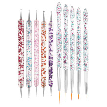 10Pcs Double-Ended Nail Dotting Tool With Brushes For Manicure Design