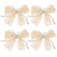 Elegant Beige And Lace Shoe Accessories For Sports Use 4pcs