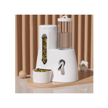 Pet Feeder Hamster Automatic Feeder Water Dispenser Kettle Food Bowl Kit White