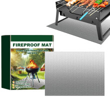 Grill Heat Shield Mat Foldable Fireproof Rug Outdoor Ground Protection Mat 39x60in High Temperature Resistant Sheet Flame Resistant Pad