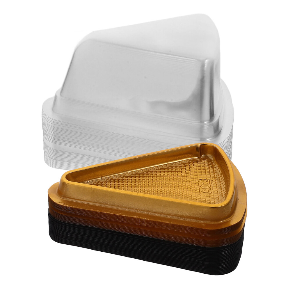 80 Pcs Cake Slice Boxes Plastic Triangular Containers