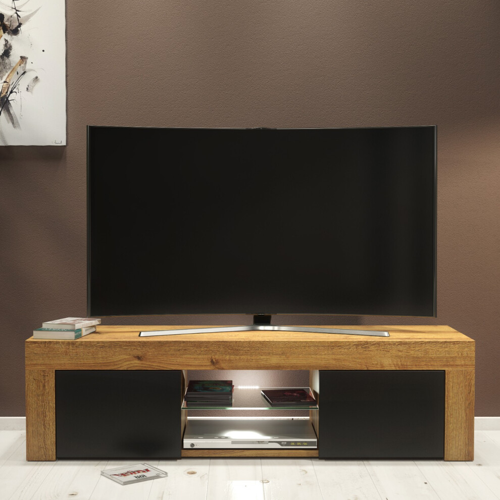 Creative Furniture Loom 130Cm Tv Unit Led - Black Matt Doors