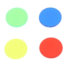100 Stück durchsichtige 15mm Kunststoff-Spielchips in 4 Farben