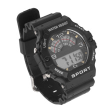 Sport Herren Digital-Chronographuhr WR50M wasserdicht Schwarz, quadratisch, 50g