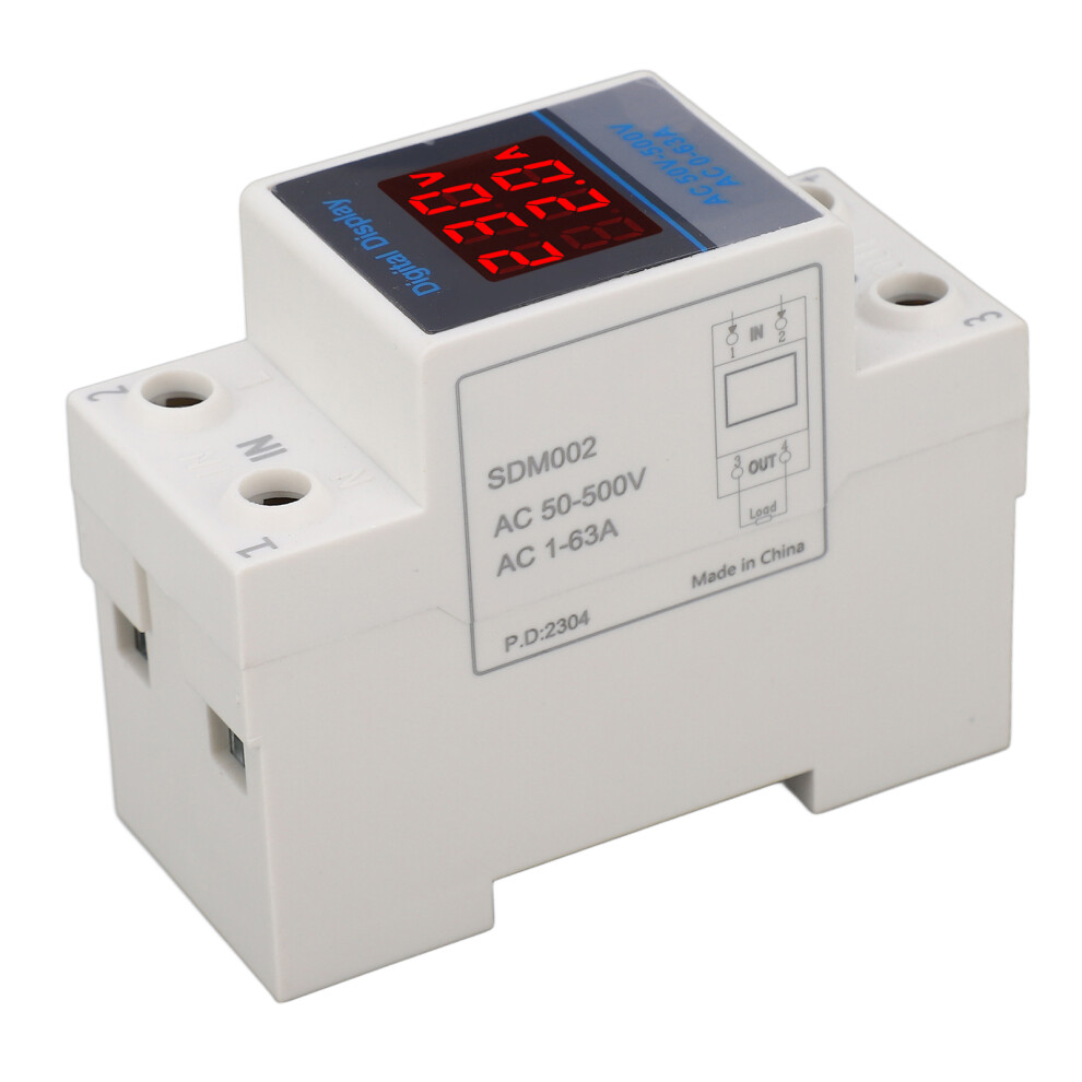Din Rail Dual Display Voltage Current Meter Ac50â500V 0Â63A Monitor 3231352161331