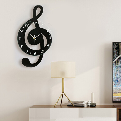 Musical Note Electronic Wall Clock Silent Quartz Clock for Children 1