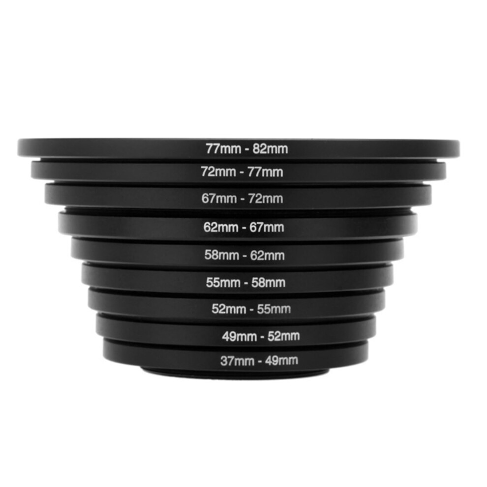 9Pcs Step Up/Down Lens Filter Adapter Set Metal Filter Adapters For 37-82Mm And 82-37Mm Mount Cc 9393856196333