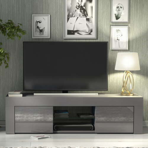 Creative Furniture TV Unit 130cm - Dark Grey Gloss Doors