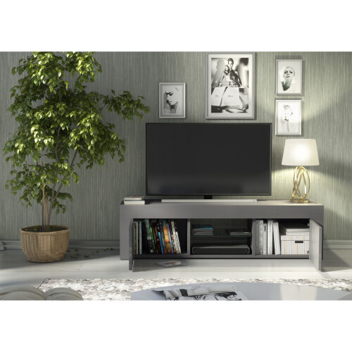 Creative Furniture TV Unit 130cm - Dark Grey Gloss Doors 2