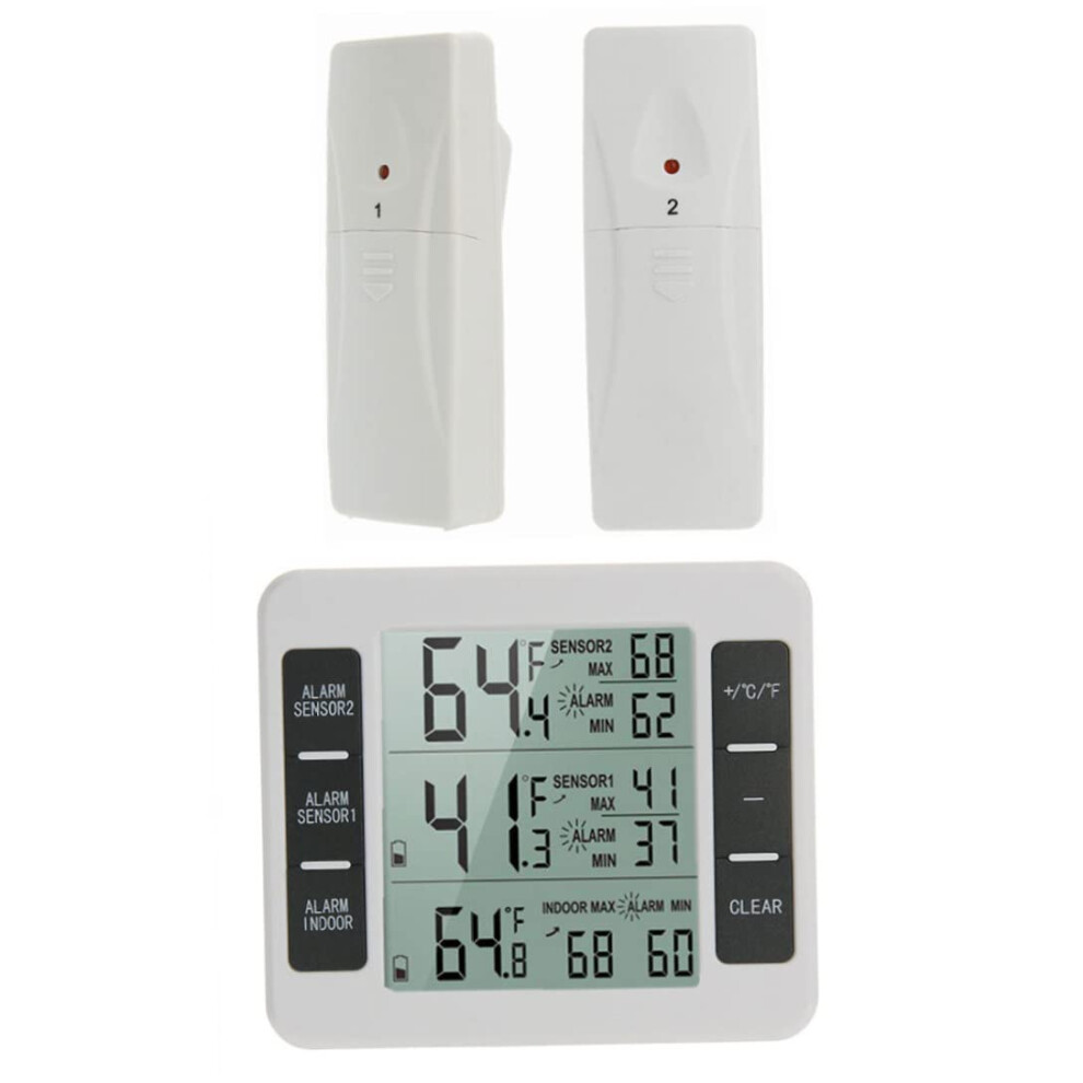 Wireless Indoor Outdoor Thermometer Refrigerator Temperature Monitor Sensor With Audible Alarm