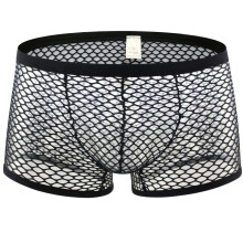 Men's Sexy Boxer Briefs Breathable Mesh Lace Fabric Size XL Black Men's Underwear