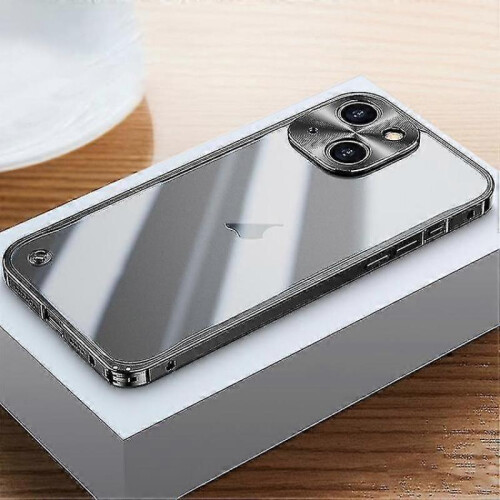 (15 Plus, Black) Compatible with Iphone 15 Metal Frame Frosted Pc Shockproof Mobile Phone Case 1