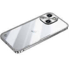 (iPhone 15, Silver) Compatible with Iphone 15 Metal Frame Frosted Pc Shockproof Mobile Phone Case
