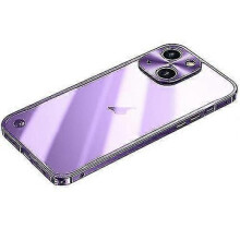 (15 Pro Max, Purple) Compatible with Iphone 15 Metal Frame Frosted Pc Shockproof Mobile Phone Case