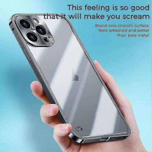 (iPhone 15, Silver) Compatible with Iphone 15 Metal Frame Frosted Pc Shockproof Mobile Phone Case 2