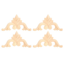 4pcs Rubber Wood Carved Corner Applique DIY Furniture Decor