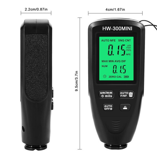 HW300MINI Παχυμετρικός μετρητής αυτοκινήτου - Μαύρος 1