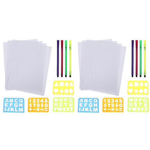 2 Sets Plastic Alphabetic Number Stencils With Ruler 1