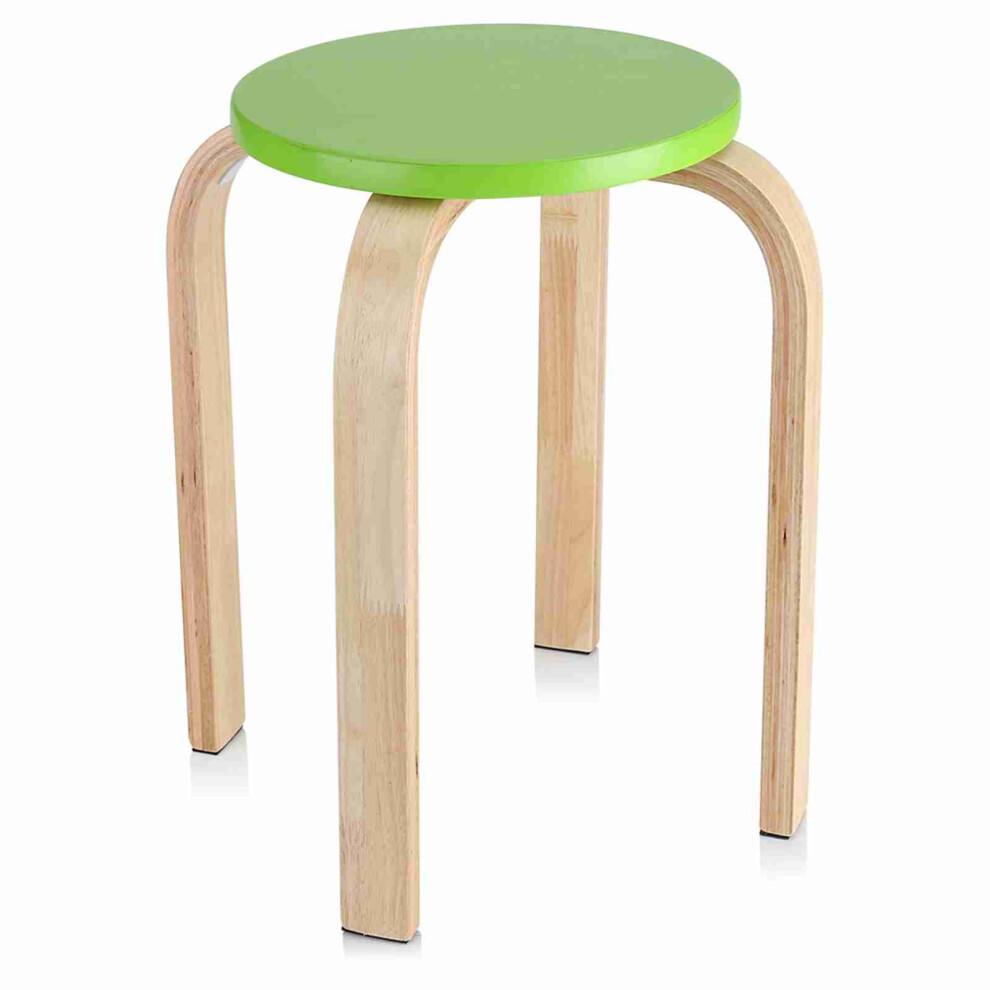 1Pc AntiSlip Bent Wood Stacking Stool Green-image-OPC-PKYC92W-NEW